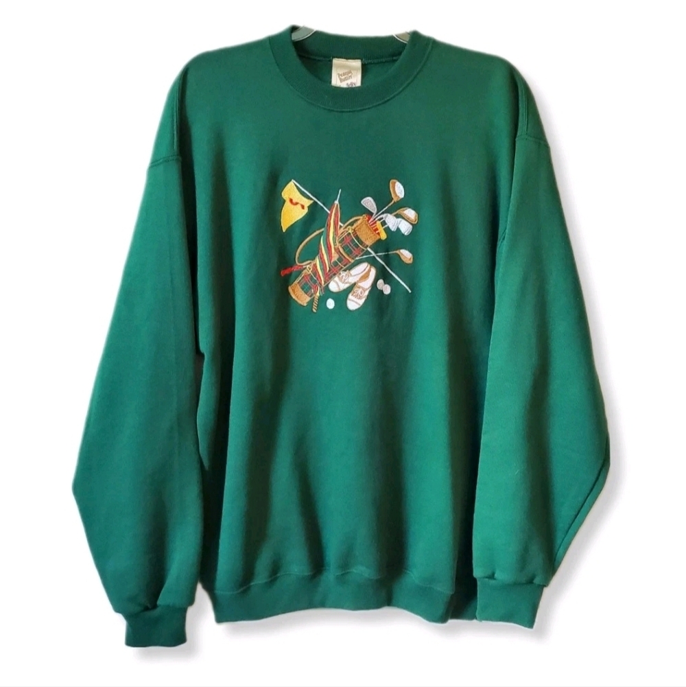 Vtg 80s Peanut Butter & Jelly Golf Sweatshirt L Novelty Kitsch Dad Casual Preppy